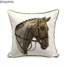 Load image into Gallery viewer, High Quality Embroidery Horse Designer Pillow Cover Sofa Cushion Cover Canvas Home Bed Decorative Case 45 x 45cm Sell by Piece
