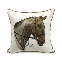 Load image into Gallery viewer, High Quality Embroidery Horse Designer Pillow Cover Sofa Cushion Cover Canvas Home Bed Decorative Case 45 x 45cm Sell by Piece