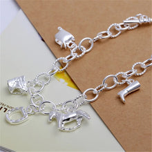 Load image into Gallery viewer, 925 wholesale Beautiful fashion silver color Bracelet charm Horse Elegant chain high quality classic jewelry H074 Christmas gift