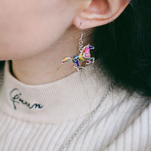 Load image into Gallery viewer, Bonsny Enamel Alloy Floral Running Horse Earrings Drop Dangle Big Hot Fashion Animal Jewelry For Women Girls Teen Gift Wholesale