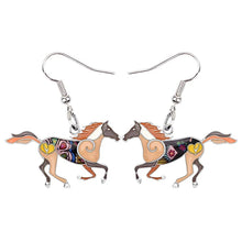 Load image into Gallery viewer, Bonsny Enamel Alloy Floral Running Horse Earrings Drop Dangle Big Hot Fashion Animal Jewelry For Women Girls Teen Gift Wholesale