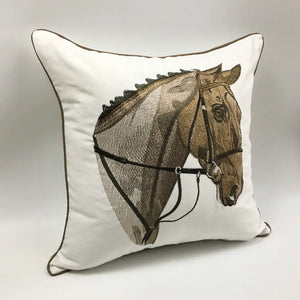 High Quality Embroidery Horse Designer Pillow Cover Sofa Cushion Cover Canvas Home Bed Decorative Case 45 x 45cm Sell by Piece