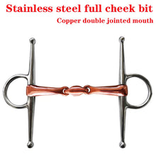 Load image into Gallery viewer, Full Cheek Stainless Steel Equestrian Flexible D Ring Loose Ring Horse Snaffle Bit Double Jointed Copper Mouth With Elliptical