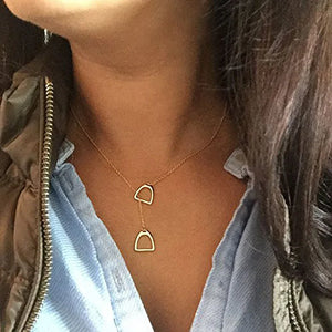 100% 925 sterling silver lariat long necklace heart lades women charming gift horse lover Equestrian Necklaces, Stirrup Jewelry
