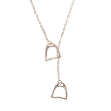 Load image into Gallery viewer, 100% 925 sterling silver lariat long necklace heart lades women charming gift horse lover Equestrian Necklaces, Stirrup Jewelry