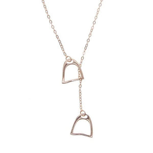 100% 925 sterling silver lariat long necklace heart lades women charming gift horse lover Equestrian Necklaces, Stirrup Jewelry