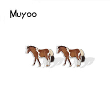 Load image into Gallery viewer, 2023 New Fashion Cartoon Funny Running Horse Stainless Steel Stud Earrings Handcraft Epoxy Acrylic Earrings