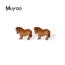 Load image into Gallery viewer, 2023 New Fashion Cartoon Funny Running Horse Stainless Steel Stud Earrings Handcraft Epoxy Acrylic Earrings