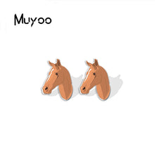 Load image into Gallery viewer, 2023 New Fashion Cartoon Funny Running Horse Stainless Steel Stud Earrings Handcraft Epoxy Acrylic Earrings