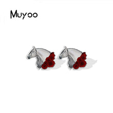 Load image into Gallery viewer, 2023 New Fashion Cartoon Funny Running Horse Stainless Steel Stud Earrings Handcraft Epoxy Acrylic Earrings