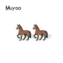 Load image into Gallery viewer, 2023 New Fashion Cartoon Funny Running Horse Stainless Steel Stud Earrings Handcraft Epoxy Acrylic Earrings