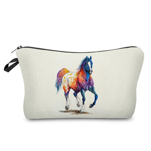 Colorful Horse Print Makeup Bags For Women Roomy Toiletry Bag Mini Travel Practical Pouch Birthday Custom Pattern Cosmetics Bags