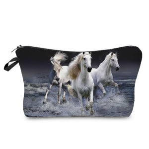 Colorful Horse Print Makeup Bags For Women Roomy Toiletry Bag Mini Travel Practical Pouch Birthday Custom Pattern Cosmetics Bags