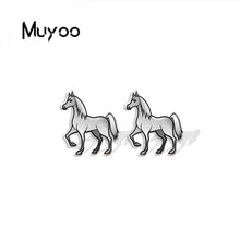 Load image into Gallery viewer, 2023 New Fashion Cartoon Funny Running Horse Stainless Steel Stud Earrings Handcraft Epoxy Acrylic Earrings