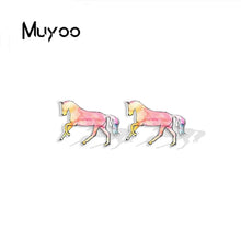Load image into Gallery viewer, 2023 New Fashion Cartoon Funny Running Horse Stainless Steel Stud Earrings Handcraft Epoxy Acrylic Earrings