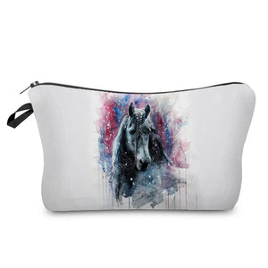 Colorful Horse Print Makeup Bags For Women Roomy Toiletry Bag Mini Travel Practical Pouch Birthday Custom Pattern Cosmetics Bags
