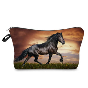 Colorful Horse Print Makeup Bags For Women Roomy Toiletry Bag Mini Travel Practical Pouch Birthday Custom Pattern Cosmetics Bags