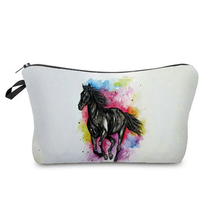Colorful Horse Print Makeup Bags For Women Roomy Toiletry Bag Mini Travel Practical Pouch Birthday Custom Pattern Cosmetics Bags
