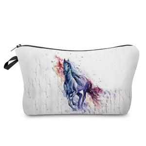 Colorful Horse Print Makeup Bags For Women Roomy Toiletry Bag Mini Travel Practical Pouch Birthday Custom Pattern Cosmetics Bags