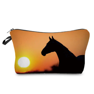 Colorful Horse Print Makeup Bags For Women Roomy Toiletry Bag Mini Travel Practical Pouch Birthday Custom Pattern Cosmetics Bags
