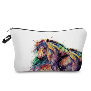 Colorful Horse Print Makeup Bags For Women Roomy Toiletry Bag Mini Travel Practical Pouch Birthday Custom Pattern Cosmetics Bags