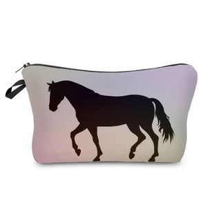 Colorful Horse Print Makeup Bags For Women Roomy Toiletry Bag Mini Travel Practical Pouch Birthday Custom Pattern Cosmetics Bags