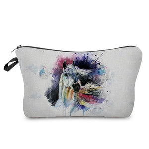 Colorful Horse Print Makeup Bags For Women Roomy Toiletry Bag Mini Travel Practical Pouch Birthday Custom Pattern Cosmetics Bags