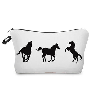 Colorful Horse Print Makeup Bags For Women Roomy Toiletry Bag Mini Travel Practical Pouch Birthday Custom Pattern Cosmetics Bags