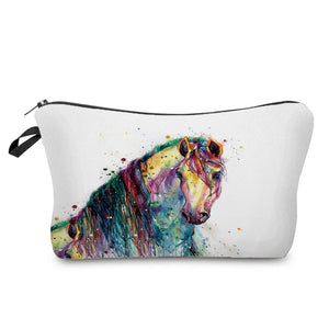 Colorful Horse Print Makeup Bags For Women Roomy Toiletry Bag Mini Travel Practical Pouch Birthday Custom Pattern Cosmetics Bags